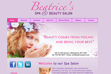 Beatrice's Spa and Beauty Salon Homepage