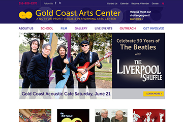 Homepage of Gold Coast Arts Center Website