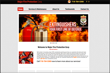 Homepage of Major Fire Protection Corp Website