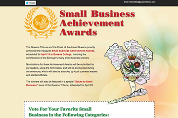 Homepage of Website for the Small Business Achievement Awards Contest