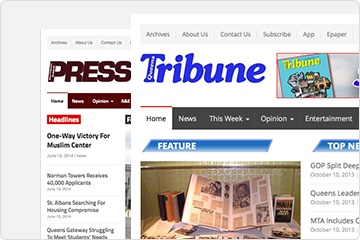 Homepage of Queens Tribune and Queens Press websites