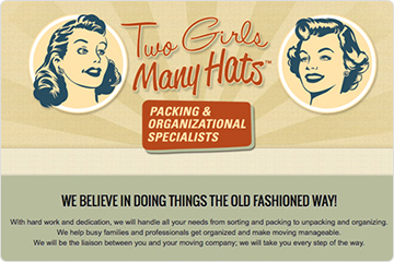 Two Girls Many Hats website homepage